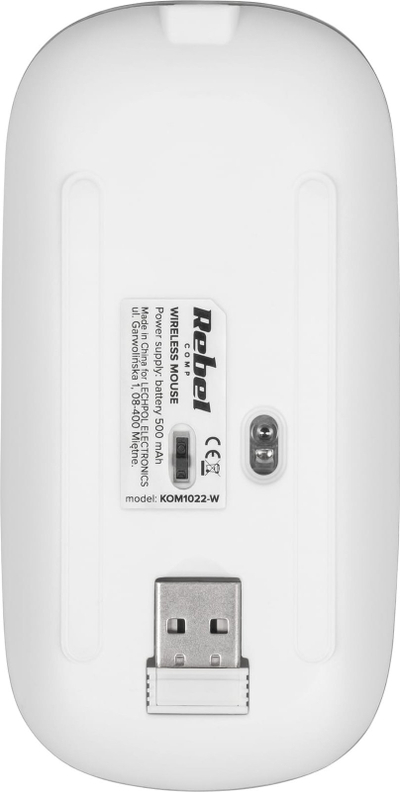 Безжичен глушец Rebel WM210, оптички сензор, полначка батерија, бел