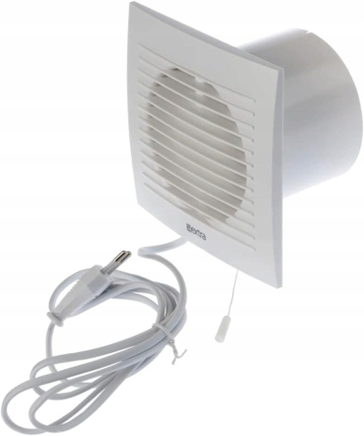 Ventilator banjoje Europlast E-Extra EE100WP, 100mm, me kabllo dhe çelës, i bardhë