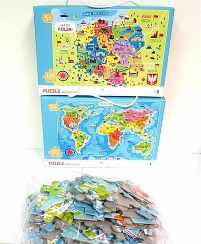 Puzzle Pierot Harta e botës dhe Harta e Polonisë, 2 figura