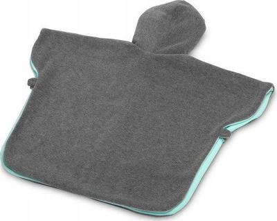 Ponço makine për kalamaj Sensillo Car Poncho, fleece me 2 shtresa, me kapuç, gri melange me turkeze