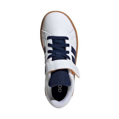 Atlete për kalamaj Adidas Grand Court 2.0 Kids JI0973, lëkurë sintetike, taban gome, të bardha me blu
