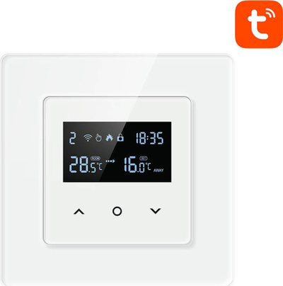 Termostat i zgjuar Avatto WT200-BH-3A-W, WiFi, për bojler dhe ngrohje, i bardhë