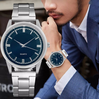 Orë dore elegante, me bateri ODEBHK, hirtë/kaltër
