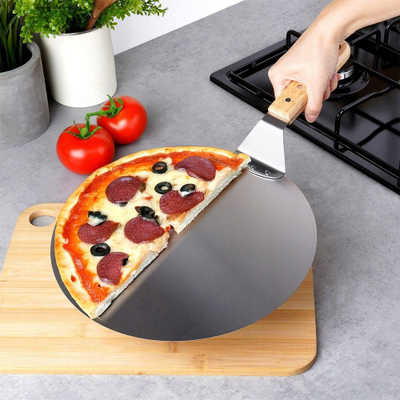 Pala për picë Vilde Pizza Peel Steel, çelik inoks, me dorezë dru, 48.5x30.5 cm