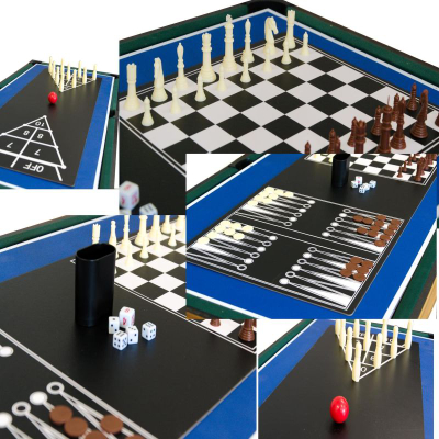 Tavolinë lojrash Enero Multi Game 9in1, futbol tavoline edhe bilardo, shumëlojëshe, dru natyral