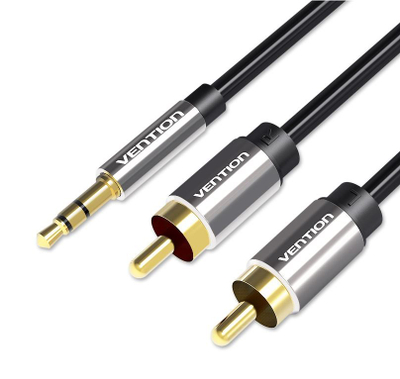 Kabllo audio Vention, 3.5mm Jack në 2x RCA, 3m, e zezë