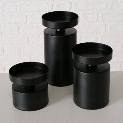 Mbajtëse qirinjsh Boltze MERIL, set 3 copë, Ø 7.5 cm, metal i zi