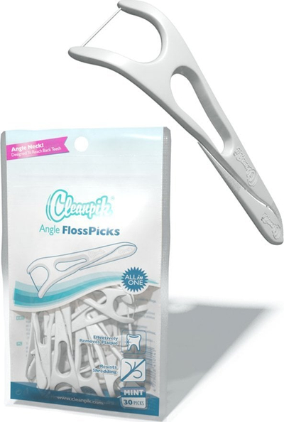 Kruese dhëmbësh Cleanpik Angle Flosspicks, me dorzë të rehathme, 30 copë