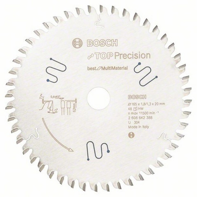 Teh rrethor Bosch Top Precision Multi Material, 165mm, 48T, 20mm