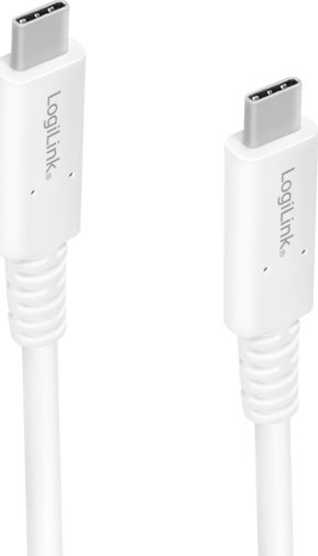 Kabllo USB LogiLink CU0180, USB C në USB C, 1m, e bardhë