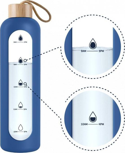 Shishe uji Wessper Motivational Bottle, 1L, xham borosilikat, blu