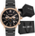 Ore dore Paul Lorens PL20017B-1A4, çelik inox, Dual Time, e zezë me ari rozë