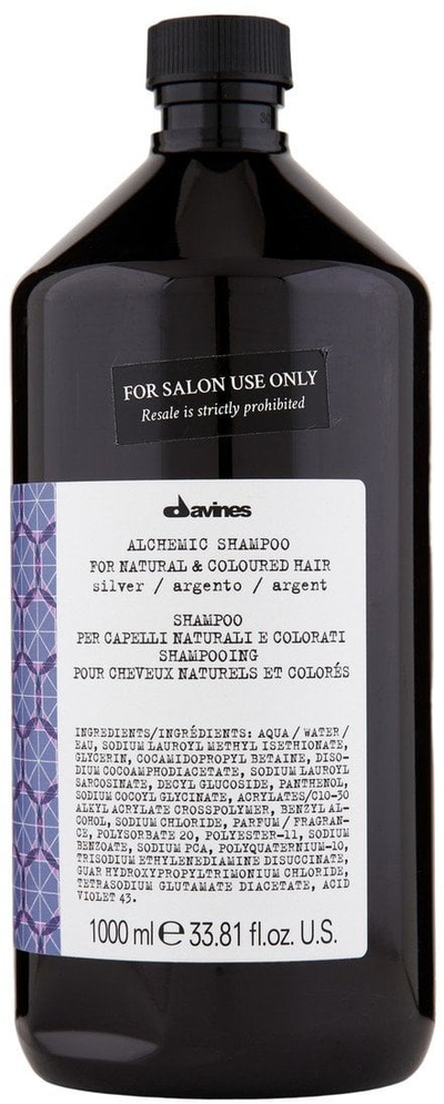 Shampo Davines Alchemic Silver për flokë natyralë dhe të lyer, 1000 ml