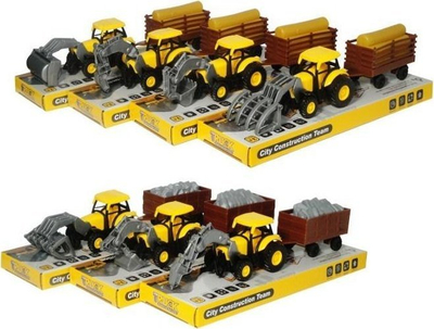 Lodër traktor Swede Tractor With Trailer, me rimorkio, plastik, i verdhë