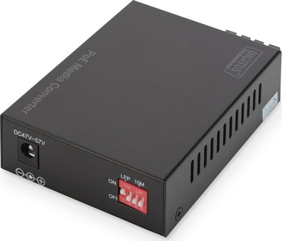 Media konvertues PoE Digitus Gigabit, RJ45 në SC SM, PSE, i zi