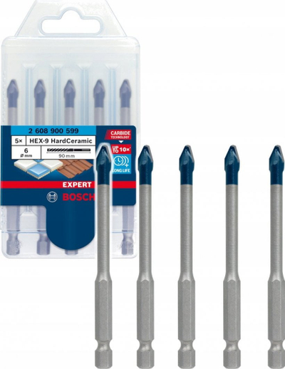 Set sfurqesh Bosch Expert HEX-9 HardCeramic, për pllaka dhe tjegulla, 5mm