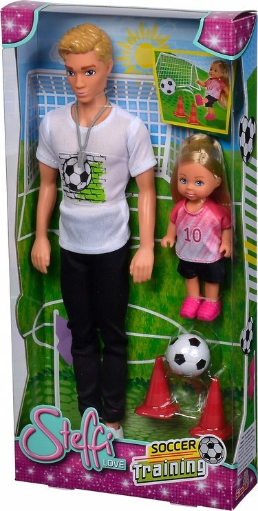 Set kukulla Steffi LOVE Simba Soccer Training, 5 pjesë, me aksesorë futbolli, shumëngjyrësh