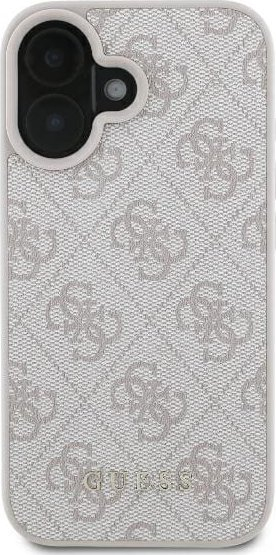 Mbrojtëse telefoni Guess 4G Classic Rowe për iPhone 16 Plus 6.7", eco-leather, bezhë