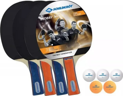 Set pingpong Donic Schildkröt Hobby, 4 raketa, 5 topa, me çantë mbajtëse
