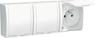 Prizë trefishe Aquarius AQGZ1-3Z/11, 3xE me tokëzim, IP54, e bardhë