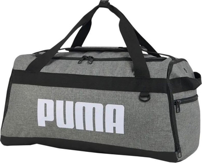 Çantë sportive PUMA Challenger Duffel, me zinxhir, me rrip shpatulle, gri