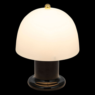 Lampë tavoline LED Atmosphera Rick, 21cm, kupolë xhami, e zezë