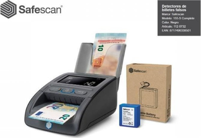 Detektor parash Safescan 155-S G2, paketë me stivues dhe bateri, i zi