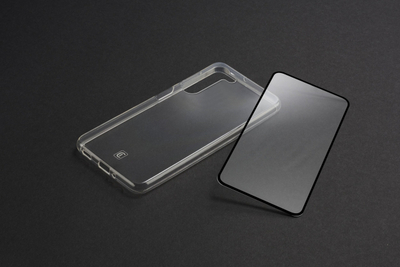 Set mbrojtës Cellularline Protection Kit Galaxy A55 5G, kapak i butë, xham mbrojtës, transparent