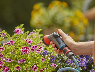 Dush kopshti Gardena, rregullim i ujit, rrymë shower jet, gri portokalli