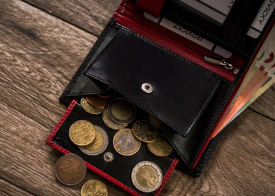 Portofol meshkujsh Rovicky vertikal, lëkurë natyrale, RFID, i zi