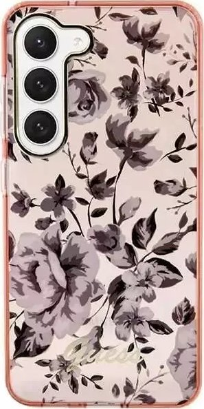 Kapak telefoni Guess GUHCS23SHCFWSP, Samsung Galaxy S23, hardcase Flower Collection, rozë me lule