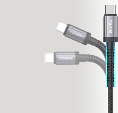 Kabllo USB FONENG X56, USB në USB C, 1m, e zezë