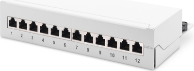 Panel patch Digitus DN-91612SD-EA-G, 12 porta RJ45, CAT 6A, i bardhë