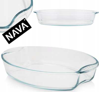 Enë pjekjeje xhami NAVA, 2.9L, rezistente ndaj nxehtësisë, transparente