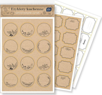 Etiketa kuzhine Interdruk Kitchen Labels, 97 copë, vetëngjitëse, bardh e zi