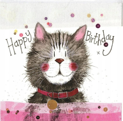 Kartolinë urimi Teka Birthday Card S288 Cat In Collar, 160 x 160 mm, me zarf, shumëngjyrëshe