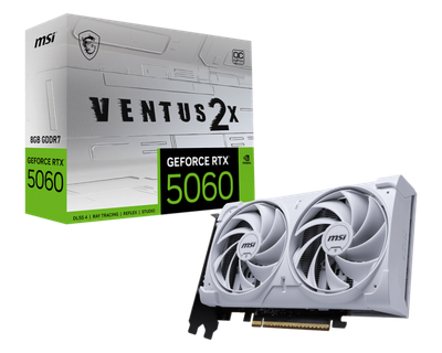 Karta grafike MSI GeForce RTX 5060 VENTUS 2X OC, 8GB GDDR7, e bardhë