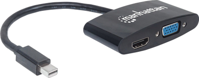 Adapter Mini DisplayPort Manhattan, 2 në 1 HDMI VGA, 25cm, 4K, i zi