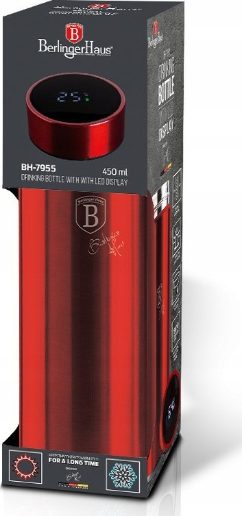 Termos çeliku Stainless Steel Thermos, LED display, 450ml, burgundy