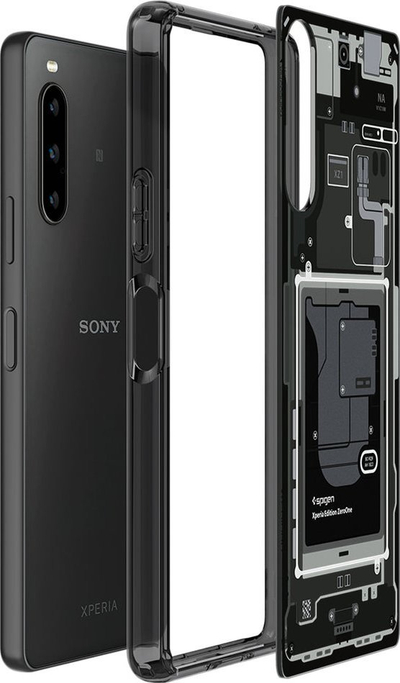 Kapak telefoni Spigen Ultra Hybrid Zero One për Sony Xperia 10 V, transparent, i zi gri