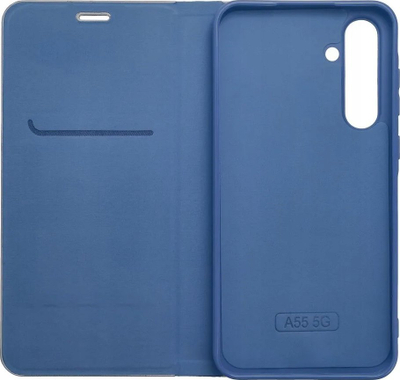 Kapak libri Luna Book Carbon për Xiaomi Redmi Note 14 4G, me efekt karbon, blu