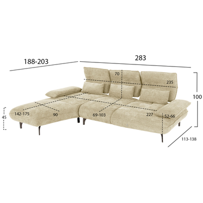 Divan-Shtrat këndor Convert (i majtë) 283×188×100 cm (HM3268.01L)
