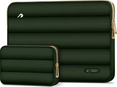 Mbulesë laptopi Tech-Protect Puffy, 15-16", me shkumë mbrojtëse, jeshile army