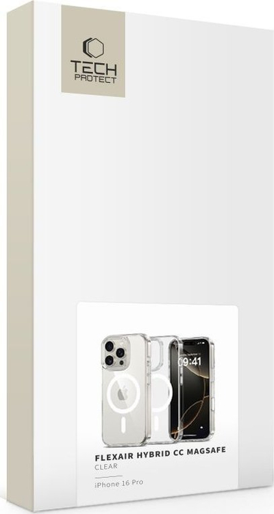 Mbulesë telefoni Tech-protect Flexair Hybrid CC MagSafe, për iPhone 16 Pro, transparente