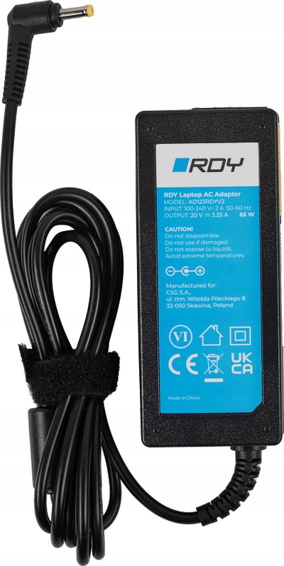 Karikues laptopi Green Cell RDY AD123RDYV2, 65W 20V 3.25A, prizë 4.0mm 1.7mm, ngjyrë e zezë