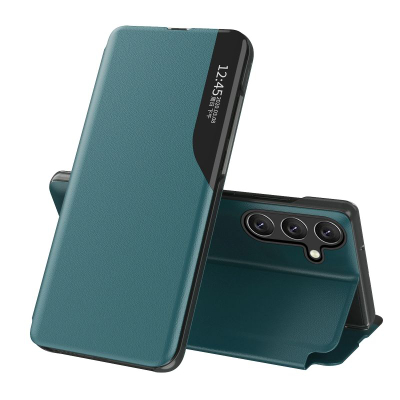 Kapak telefoni Hurtel Case View për Samsung Galaxy A26, lëkurë ekologjike, me stand, jeshil