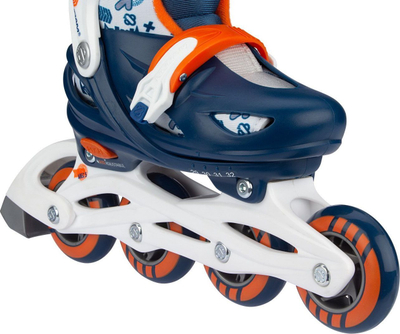 Patina inline Nijdam Racer, të rregullueshme 37-40, rrota PU ABEC-5, blu me portokalli