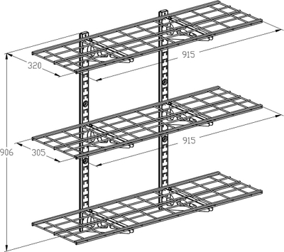 Raft muri trefishtë Ergosolid PG33, 3x 91 x 31 cm, 135 kg, i zi