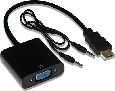Adapter HDMI në VGA INCA IHTV-7TS, 1080p, me audio USB, i zi