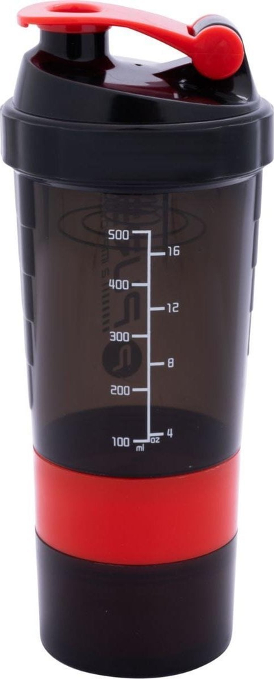 Shaker Pure2Improve, 500ml, me 2 ndarje, i zi